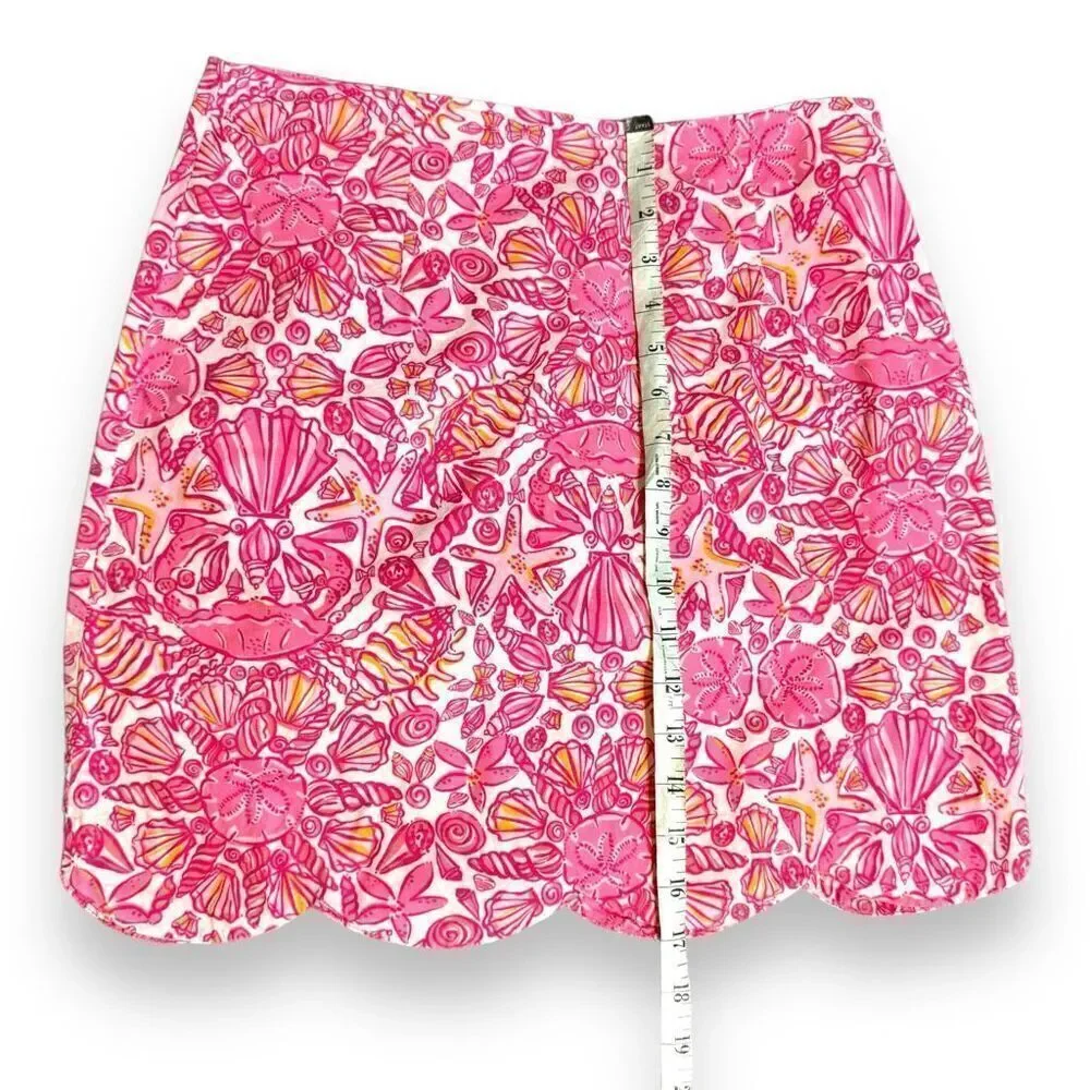 Lilly Pulitzer Lynnie Skirt Scallop Hem Hotty Pink Sailors Valentine Mini Size 2